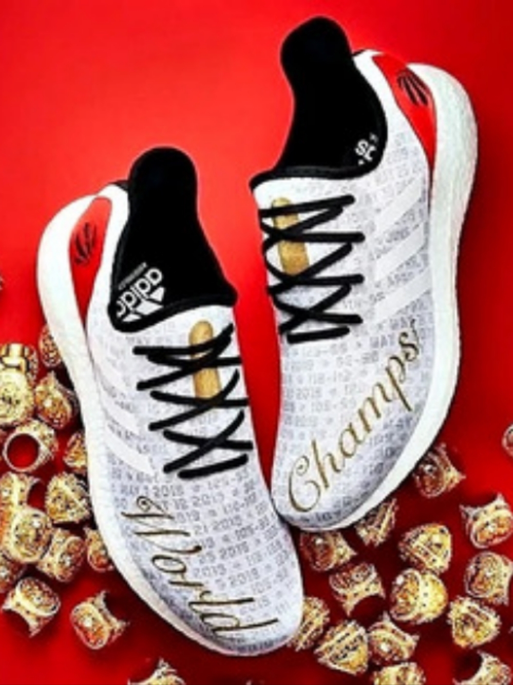 adidas Speedfactory AM4 Toronto Raptors World Champs Athletic Shoes White & Red